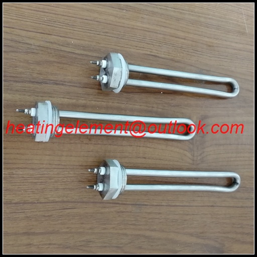 Immersion water heater element with flange